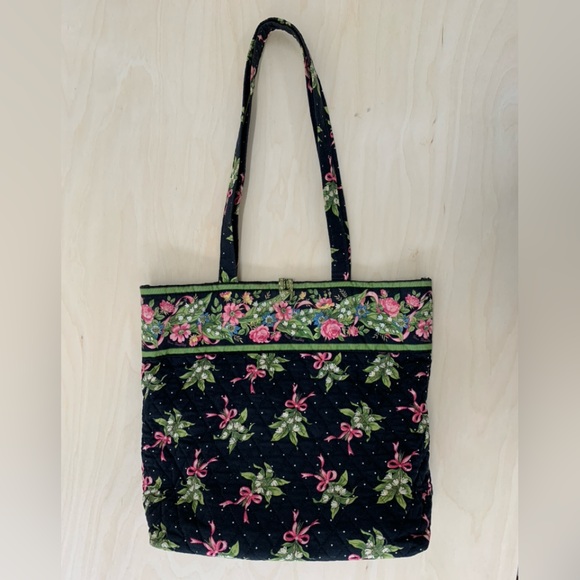 Vera Bradley retired design Black Floral New Hope large tote with Wallet - Picture 2 of 6